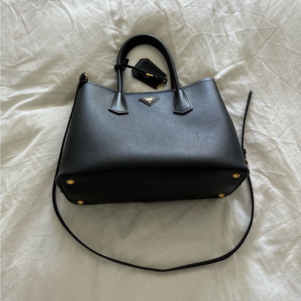 Prada Black Leather Tote Bag